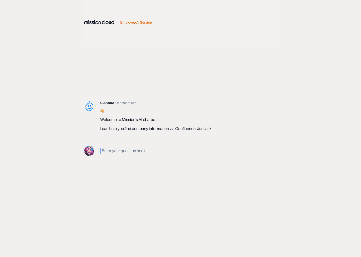 The opening prompt asking how the chatbot can help.